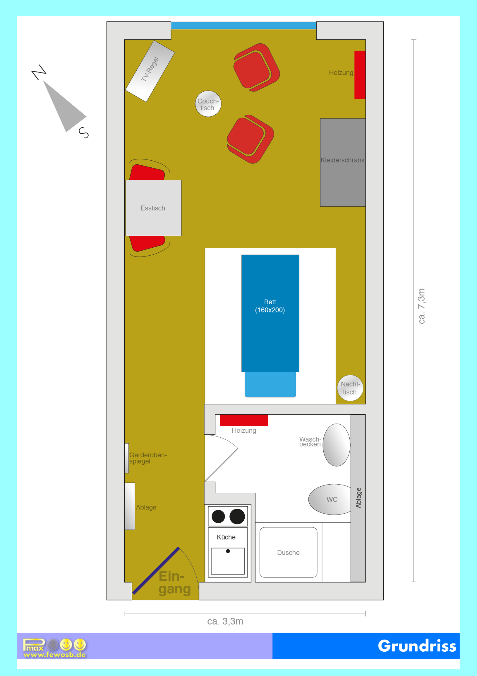 Der Grundriss gibt einen Eindruck von der Einrichtung der Wohnung.